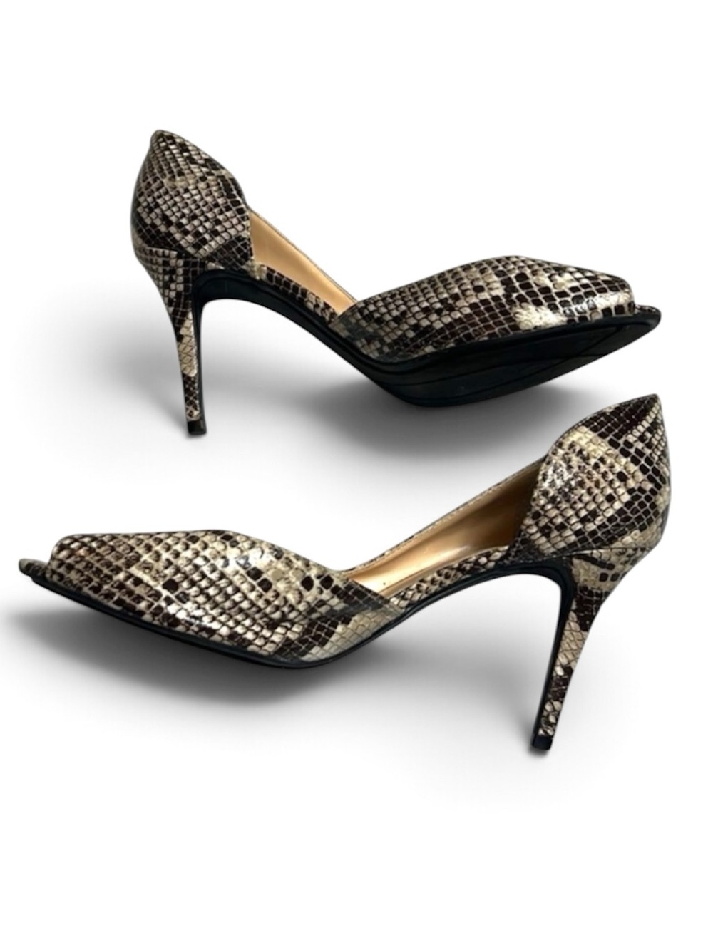 Marc Fisher MFJoey Snakeskin Peep Toe Heels Leather Pumps Size 9.5